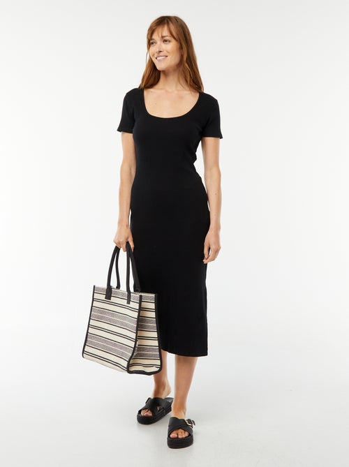 Vestito midi a maniche corte con spacco - Kiabi