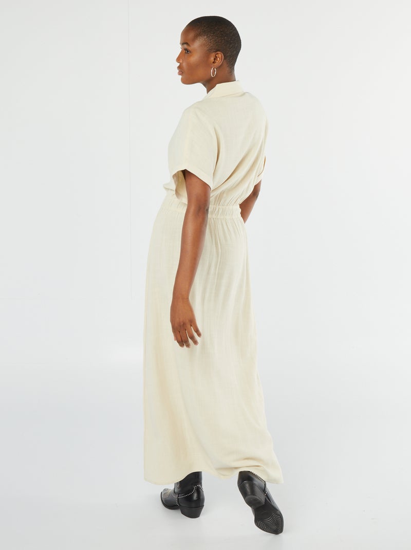 Vestito midi con bottoni e collo a camicia BEIGE - Kiabi