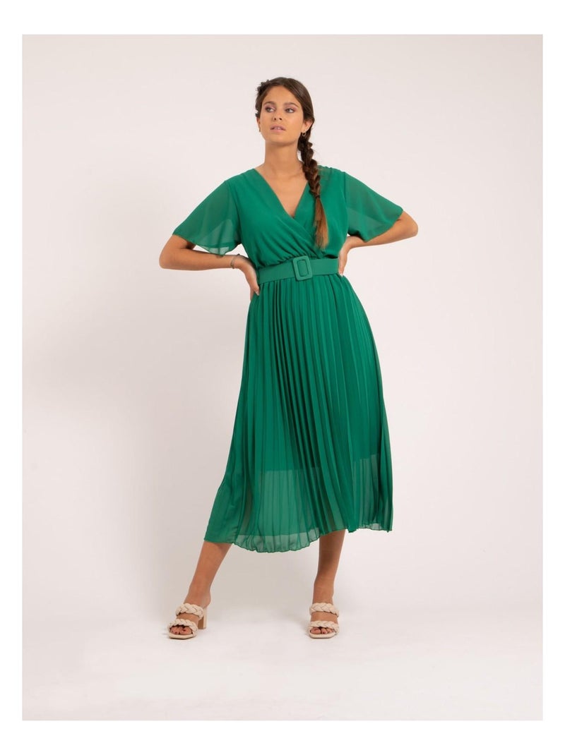 Vestito midi con cintura ISALA Verde - Kiabi
