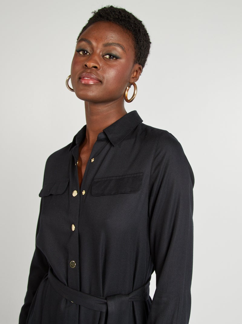 Vestito midi con cintura nero - Kiabi