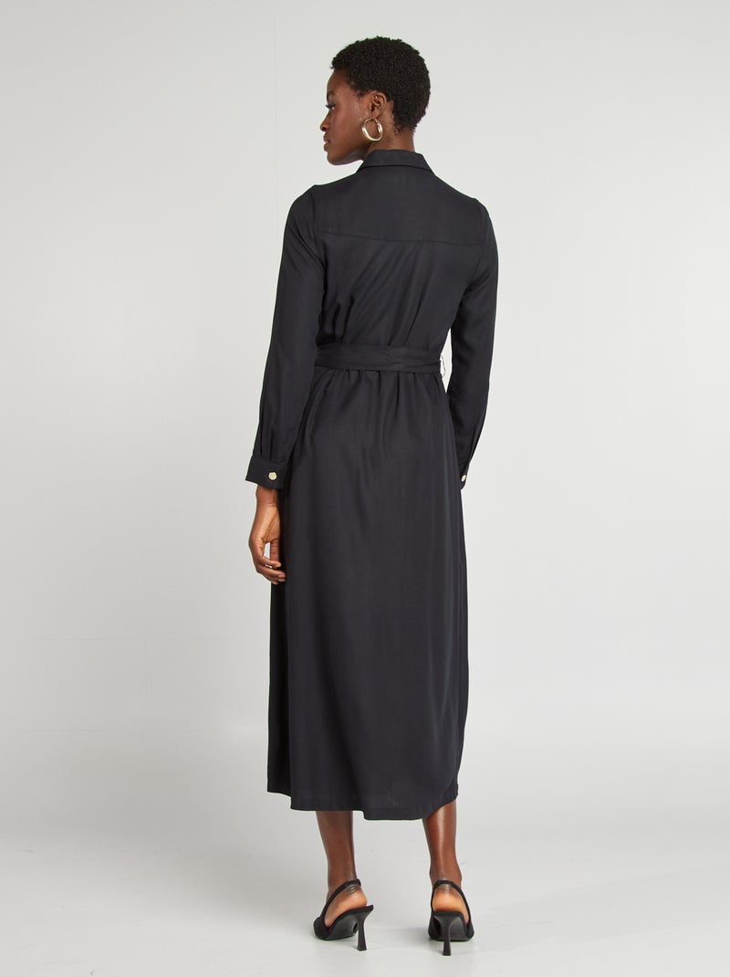 Vestito midi con cintura nero - Kiabi