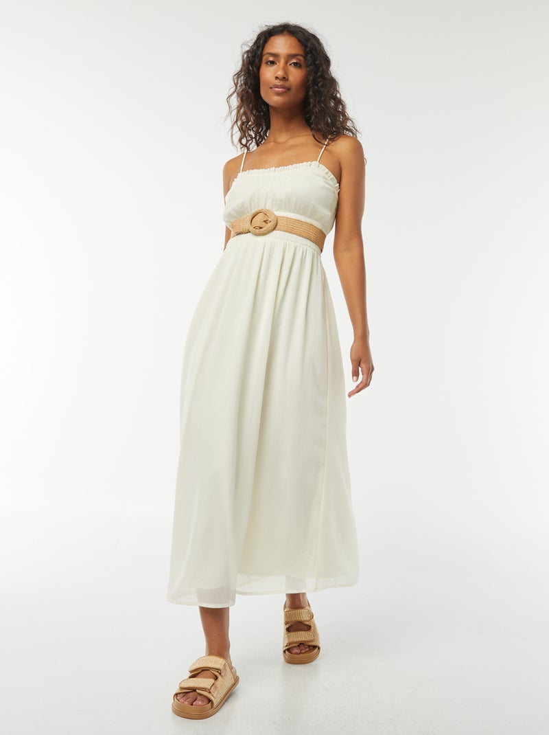 Vestito midi con punto smock e spalline sottili Giallo - Kiabi