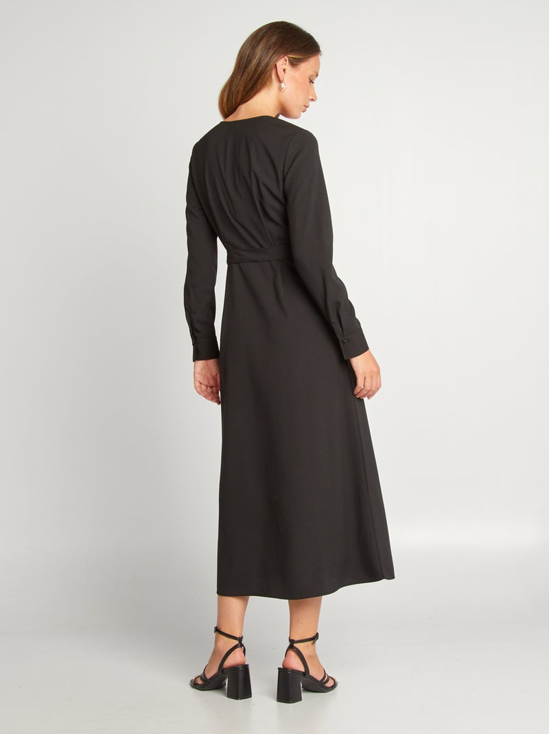 Vestito midi con scollo incrociato nero - Kiabi