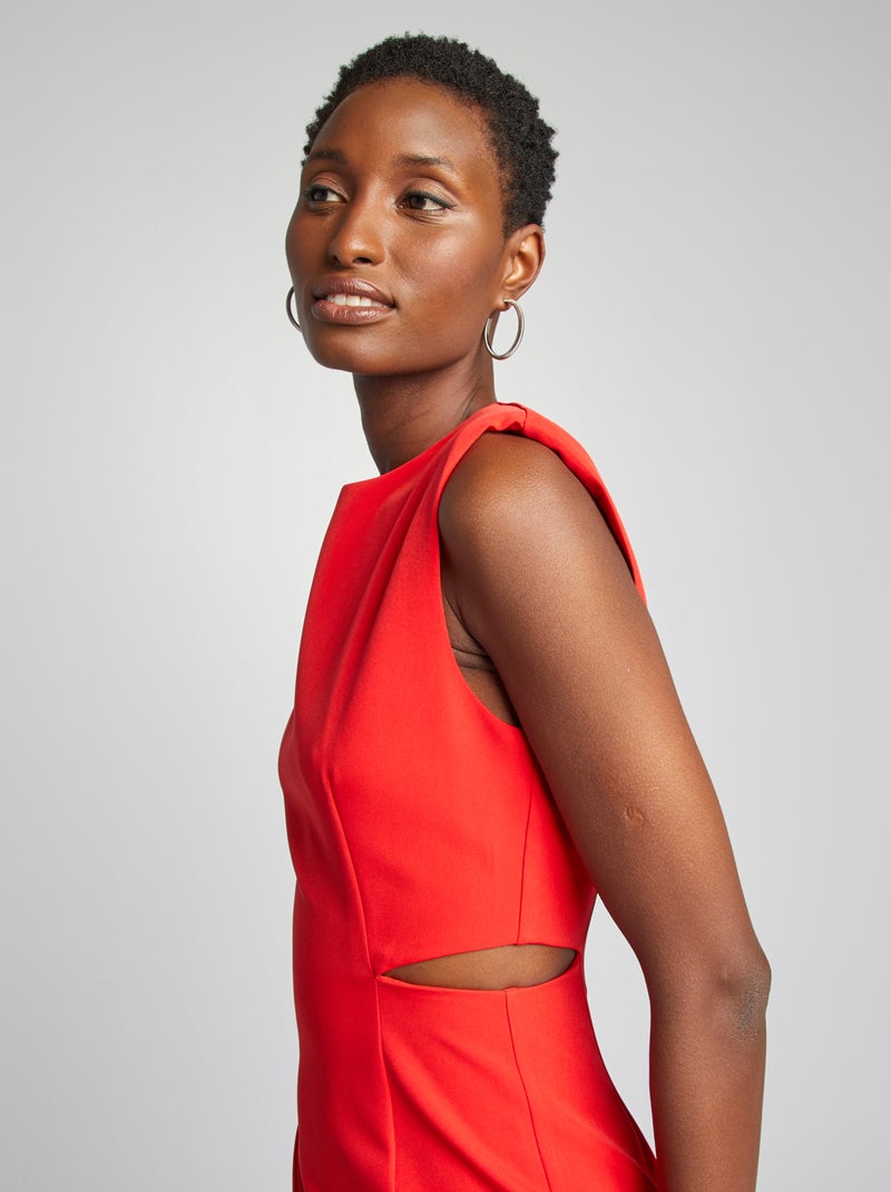 Vestito midi con spalline imbottite e cut out in vita rosso - Kiabi
