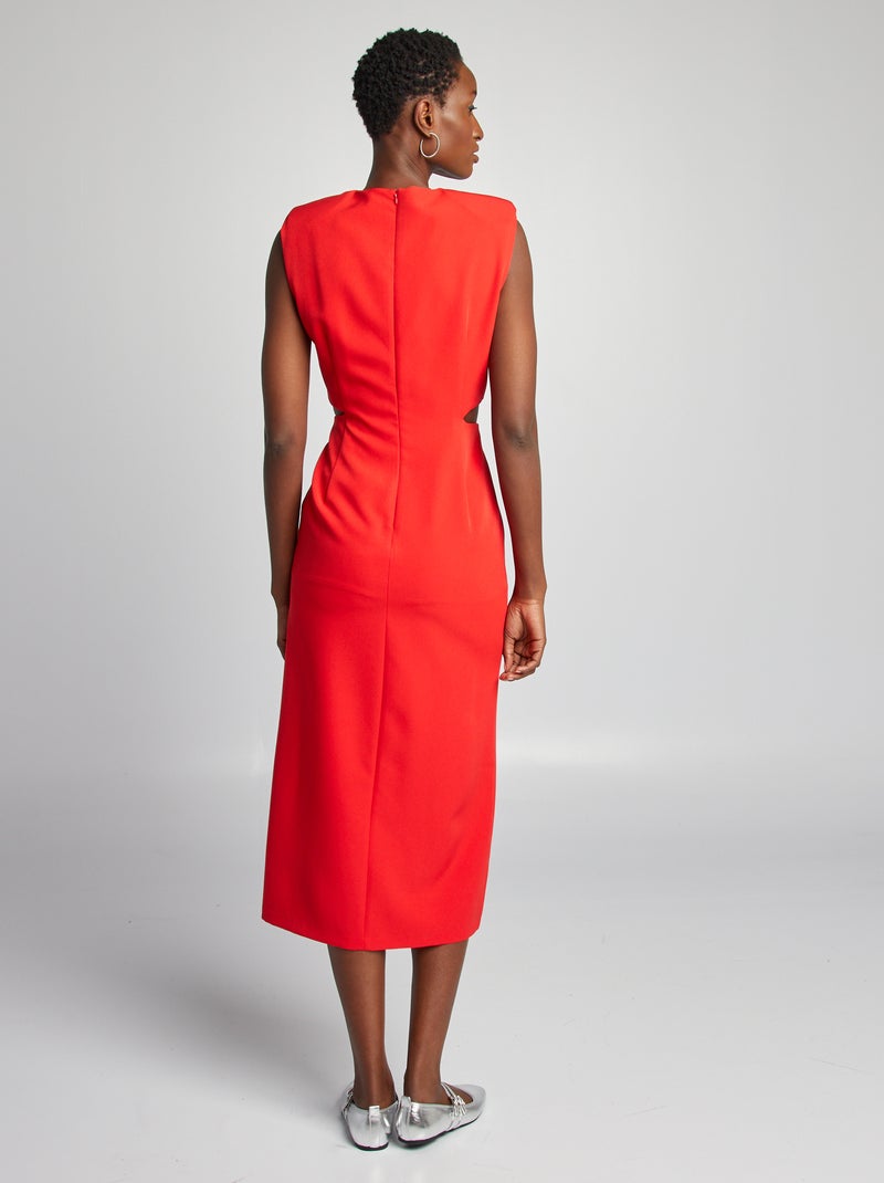 Vestito midi con spalline imbottite e cut out in vita rosso - Kiabi