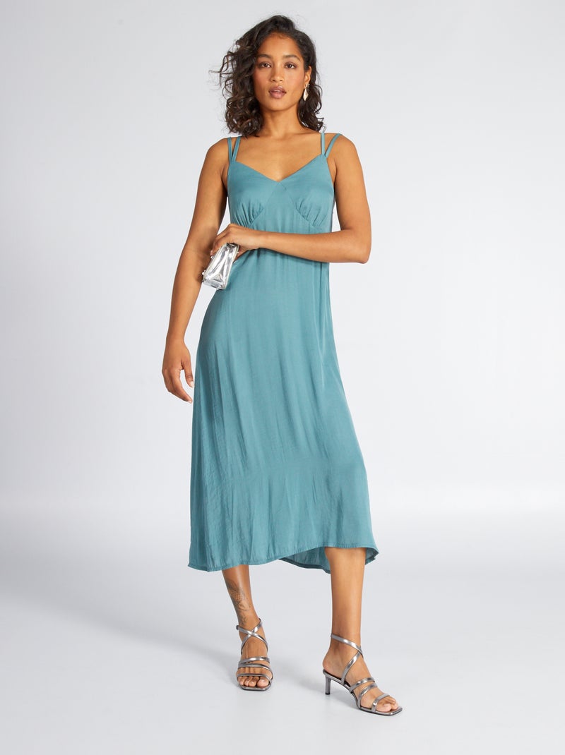 Vestito midi con spalline sottili BLU - Kiabi