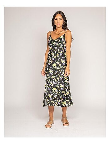 Vestito midi con stampa in raso INZOU