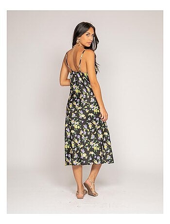 Vestito midi con stampa in raso INZOU