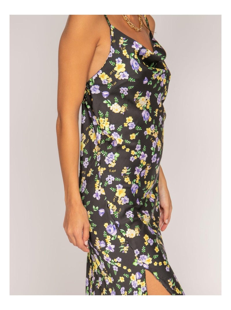 Vestito midi con stampa in raso INZOU Nero - Kiabi