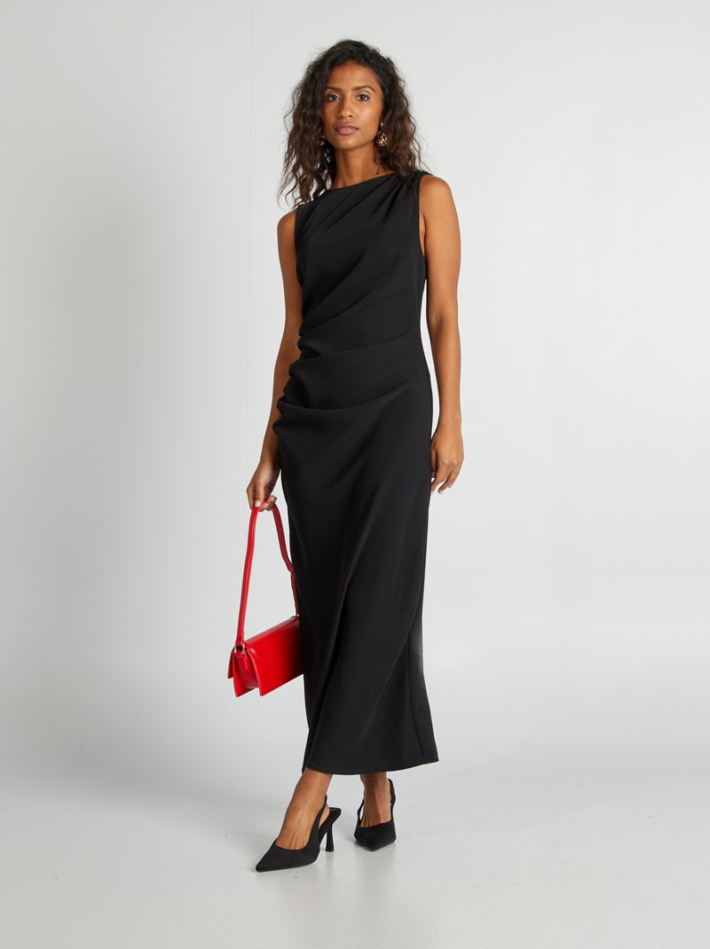 Vestito midi drappeggiato nero - Kiabi