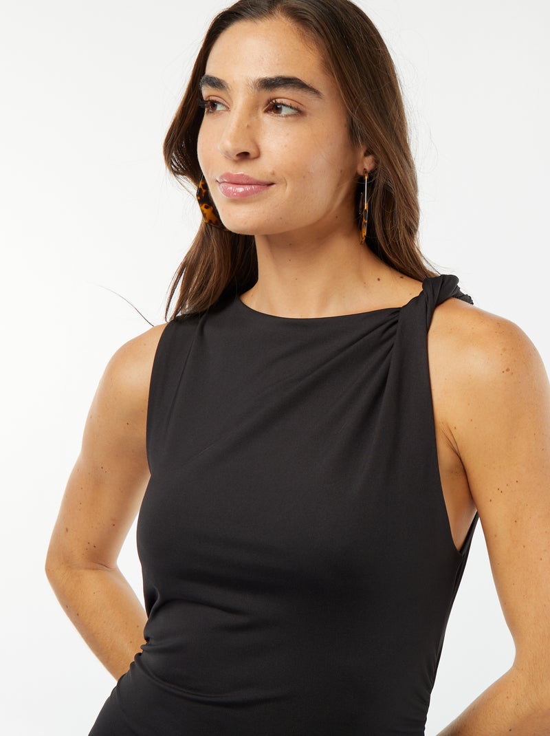 Vestito midi drappeggiato senza maniche nero - Kiabi