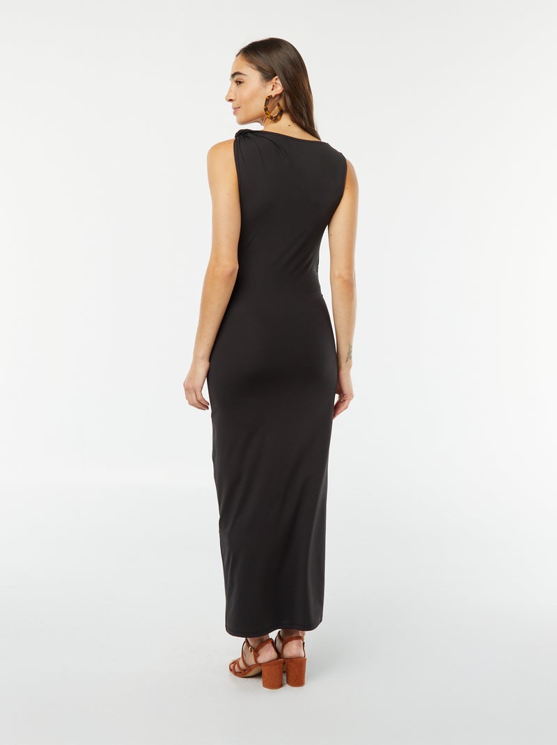 Vestito midi drappeggiato senza maniche nero - Kiabi