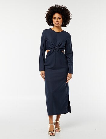 Vestito midi effetto twist davanti