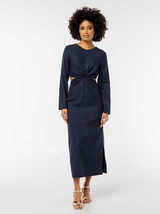 Vestito midi effetto twist davanti