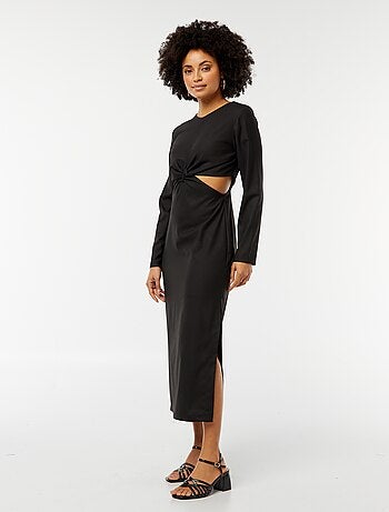 Vestito midi effetto twist davanti