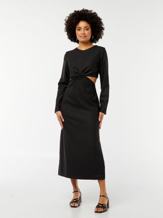 Vestito midi effetto twist davanti