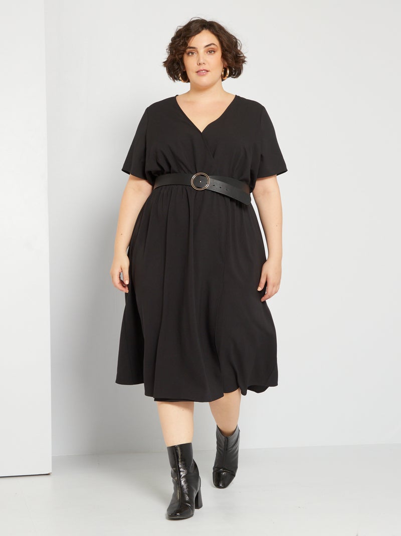 Vestito midi in crespone Nero - Kiabi