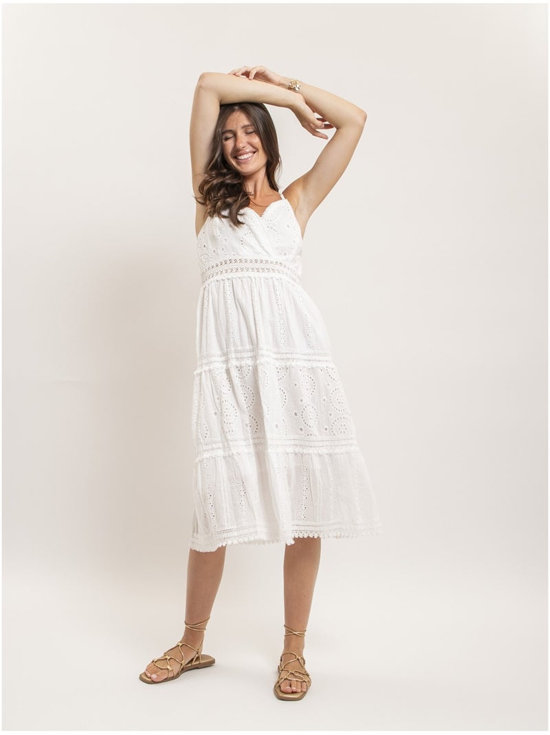 Vestito midi in pizzo ILOE Bianco - Kiabi