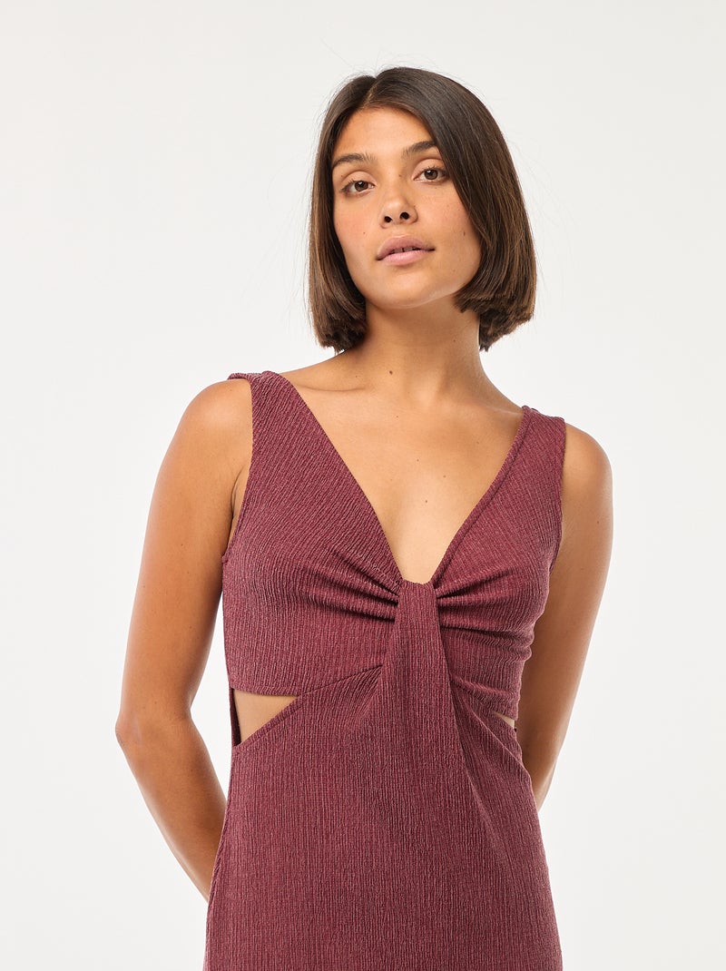 Vestito midi in tessuto goffrato traforato sui fianchi Rosso - Kiabi