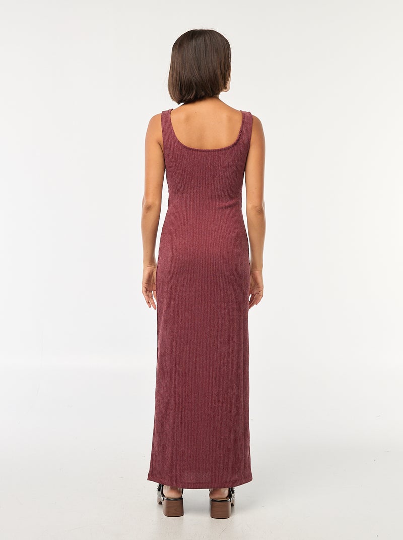Vestito midi in tessuto goffrato traforato sui fianchi Rosso - Kiabi