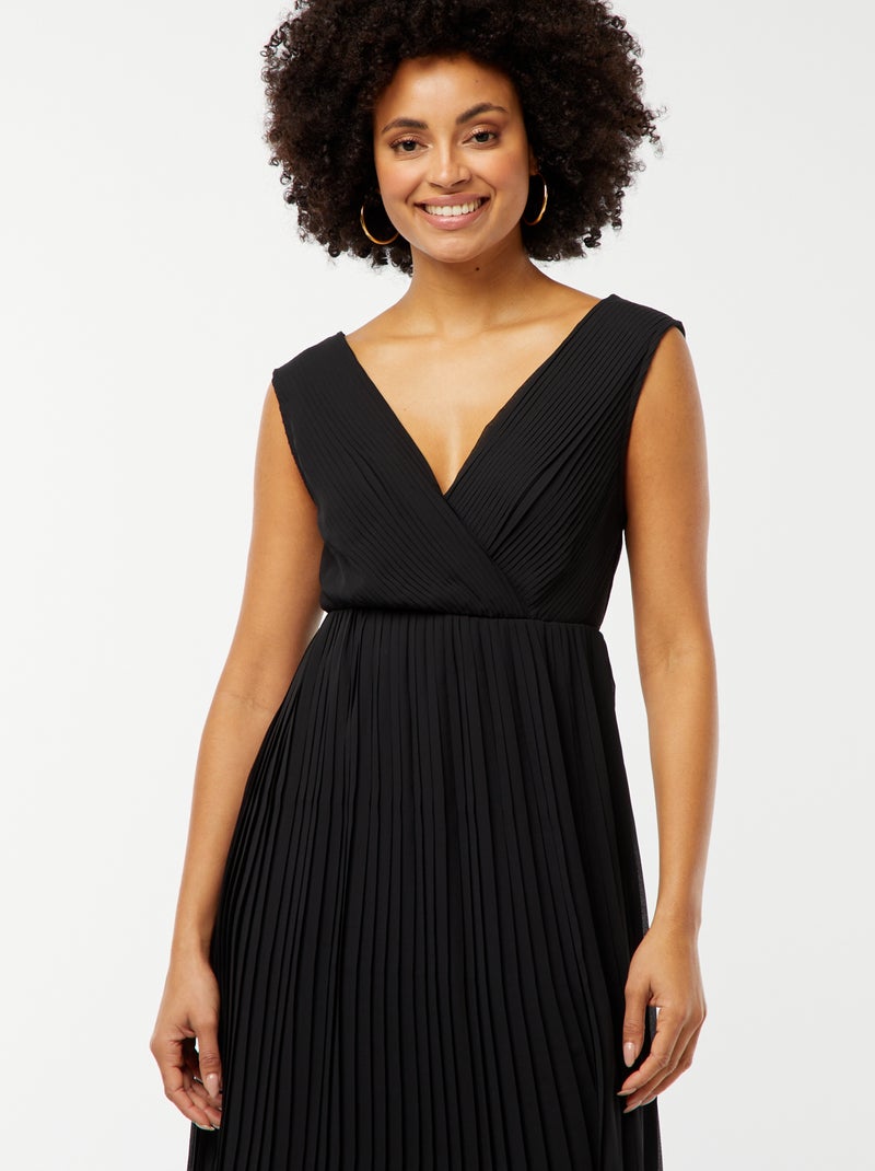 Vestito midi largo e plissettato nero - Kiabi