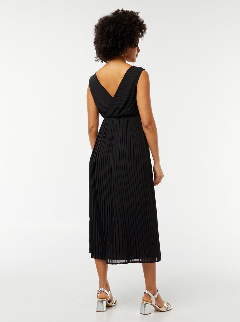 Vestito midi largo e plissettato nero - Kiabi