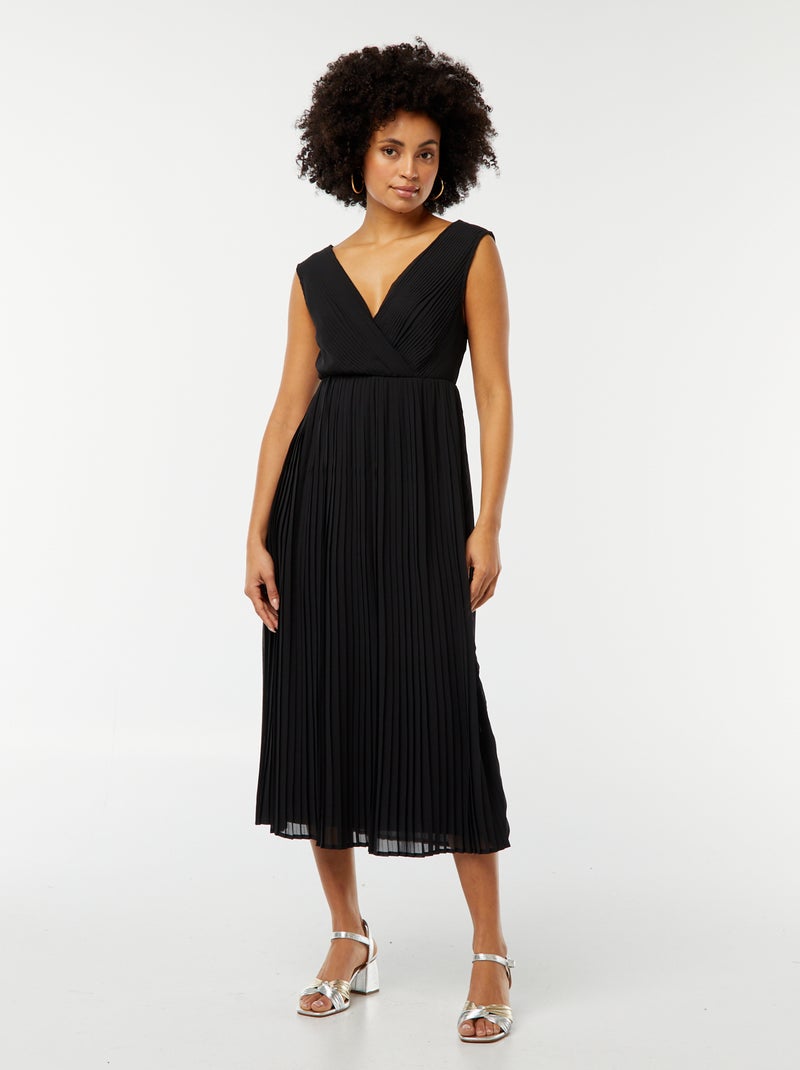 Vestito midi largo e plissettato nero - Kiabi