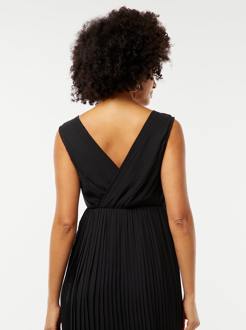 Vestito midi largo e plissettato nero - Kiabi