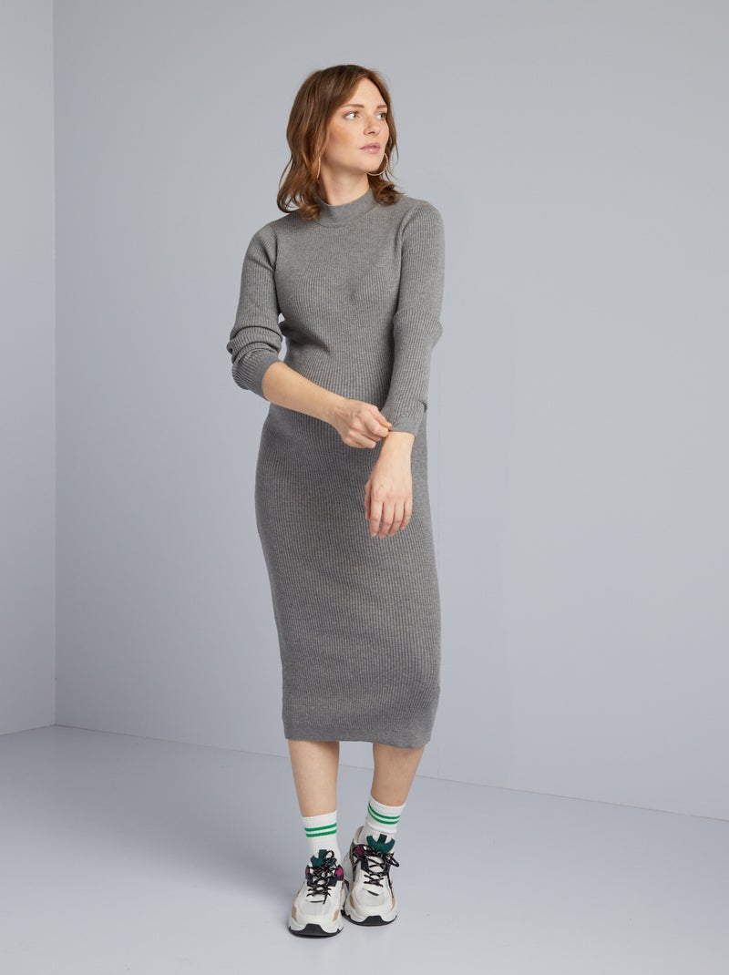 Vestito midi premaman a collo alto GRIGIO - Kiabi
