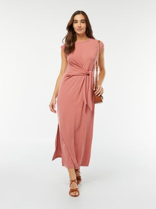 Vestito midi senza maniche annodato davanti
