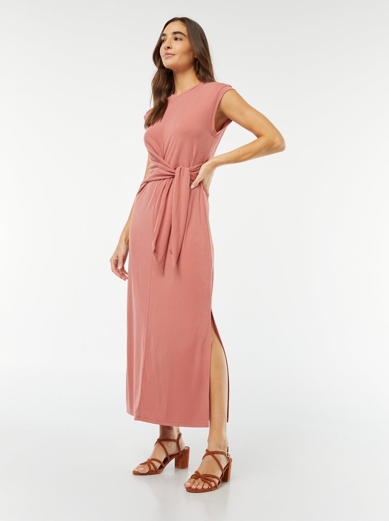 Vestito midi senza maniche annodato davanti Rosa - Kiabi