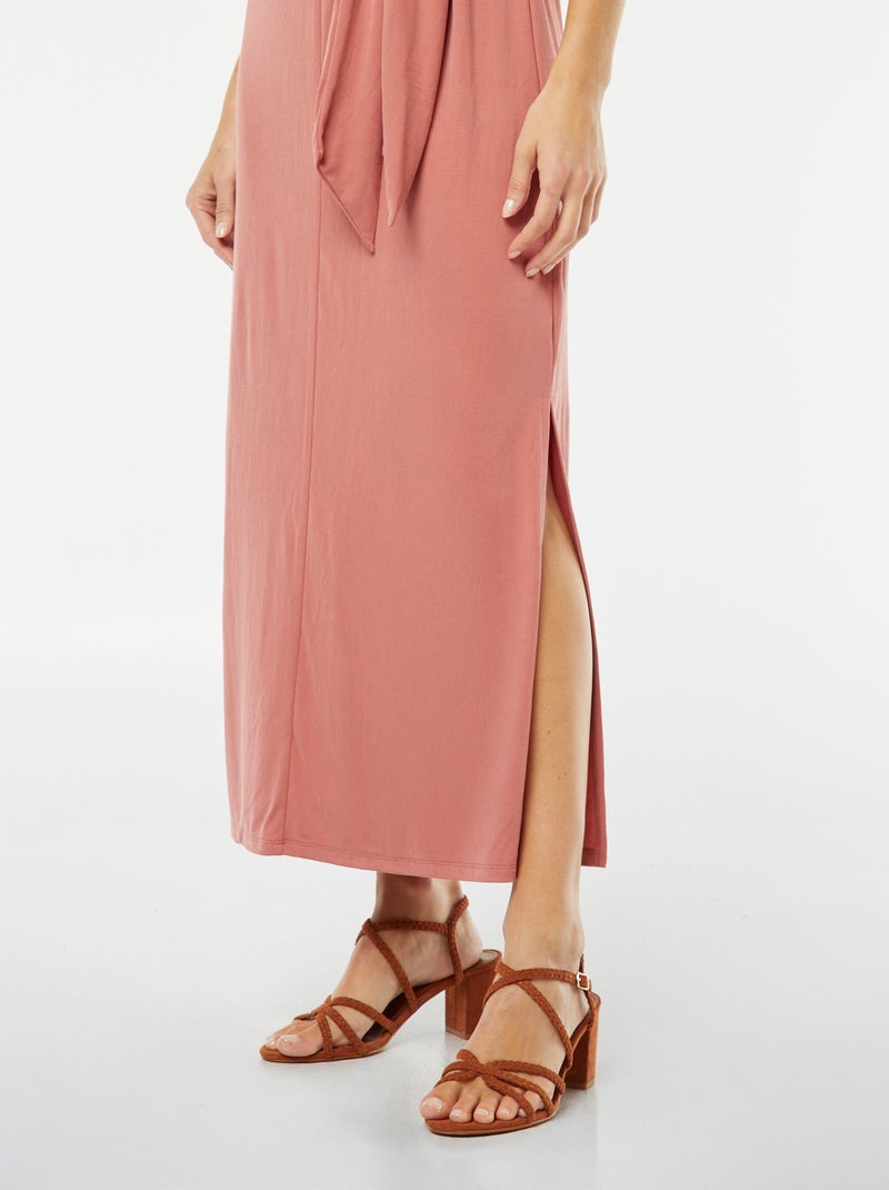 Vestito midi senza maniche annodato davanti Rosa - Kiabi