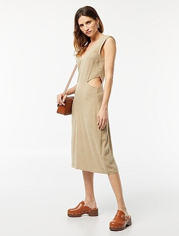 Vestito midi senza maniche + apertura sui lati