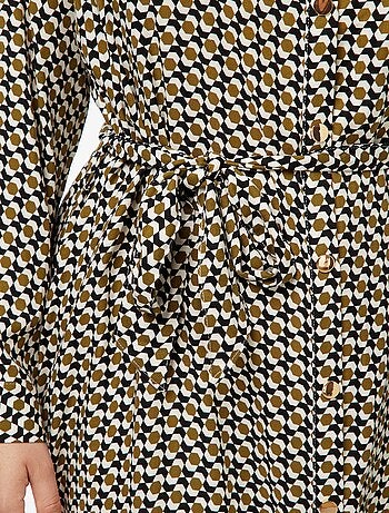 Vestito midi stampato con cintura e bottoni a pressione