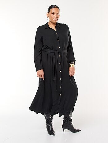 Vestito midi stampato con cintura e bottoni a pressione