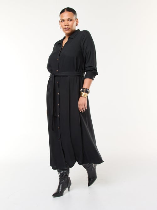 Vestito midi stampato con cintura e bottoni a pressione - Kiabi