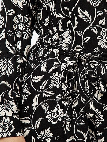 Vestito midi stampato con cintura e bottoni a pressione