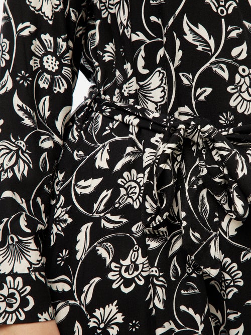 Vestito midi stampato con cintura e bottoni a pressione - Kiabi