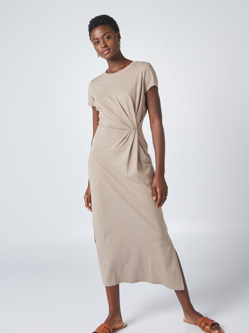 Vestito midi stretto in vita BEIGE - Kiabi