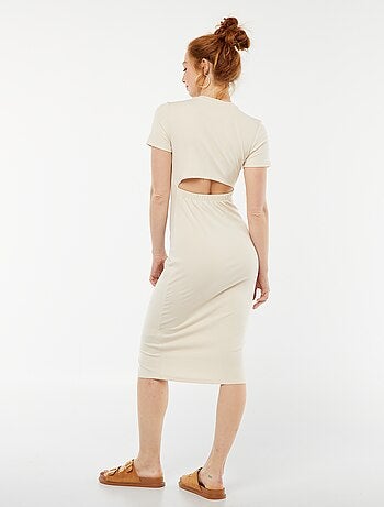 Vestito midi tinta unita con cut out dietro