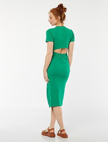 Vestito midi tinta unita con cut out dietro
