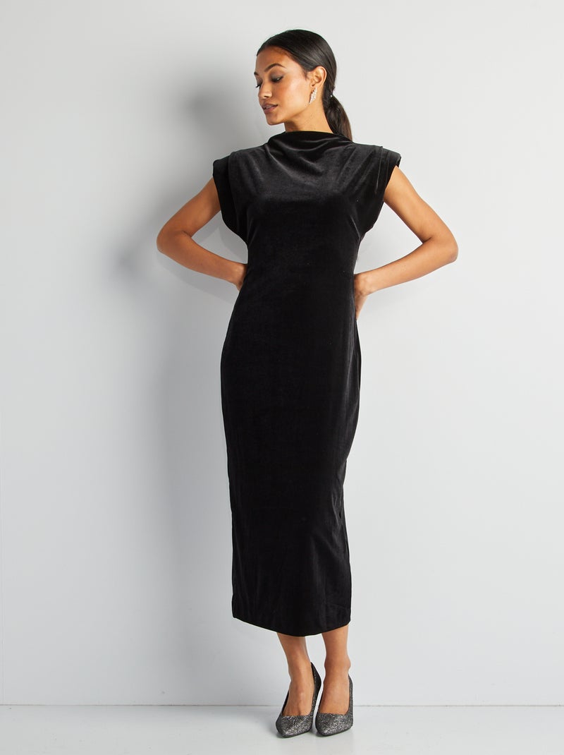 Vestito midi un velluto nero - Kiabi