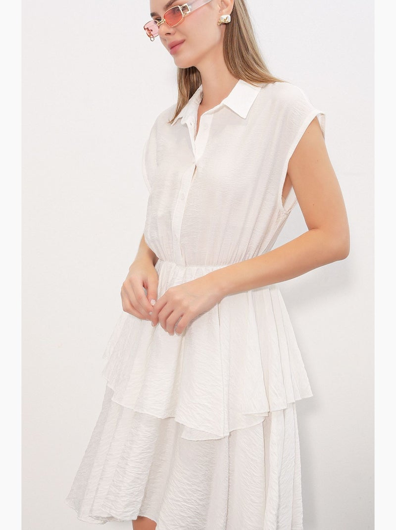 Vestito mini con colletto camicia e bottoni bdart Bianco - Kiabi