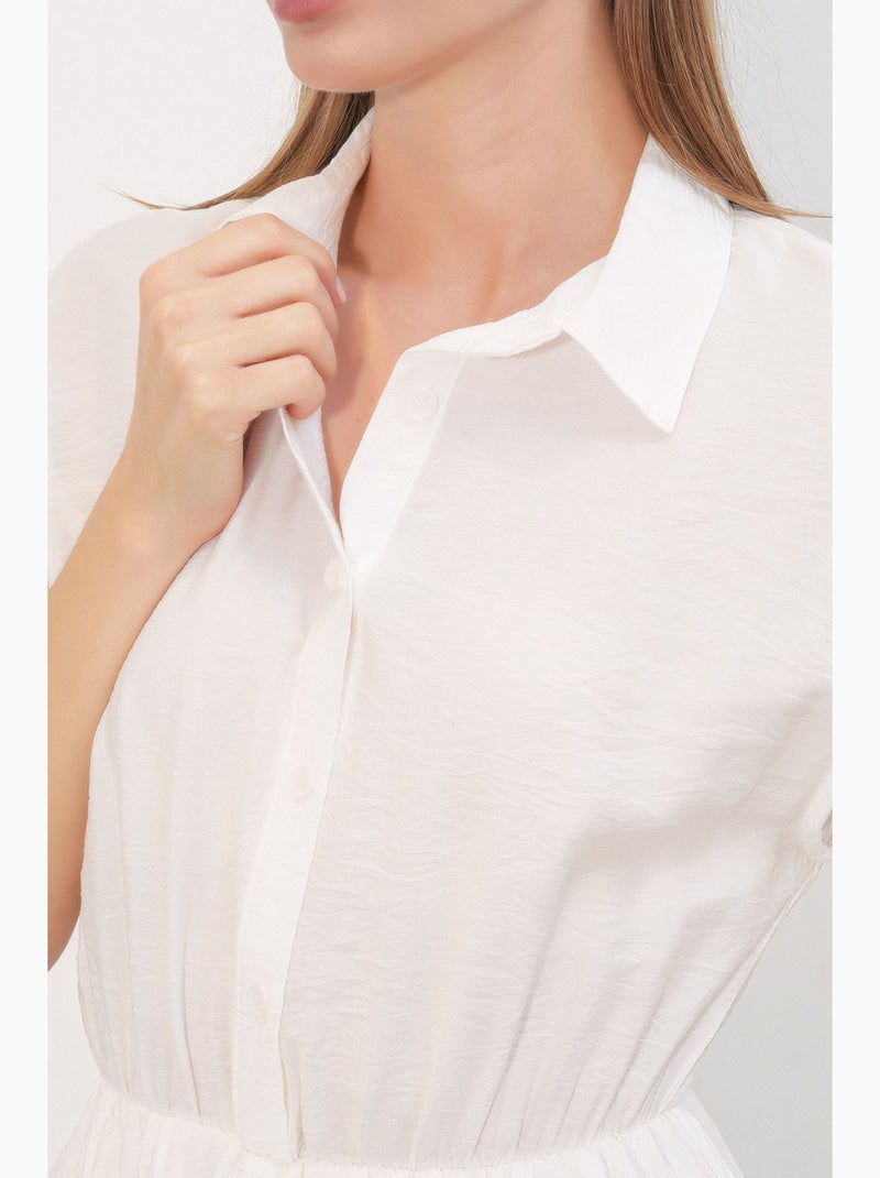 Vestito mini con colletto camicia e bottoni bdart Bianco - Kiabi