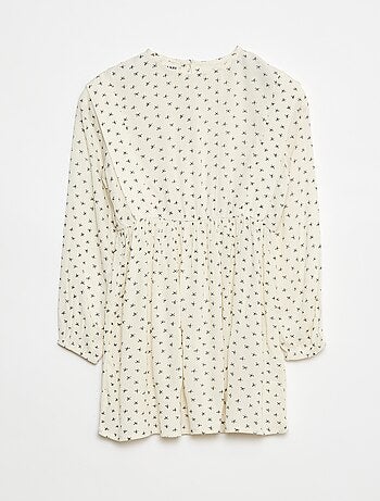 Vestito morbido a fiori in tessuto effetto crêpe