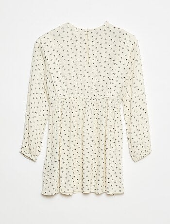 Vestito morbido a fiori in tessuto effetto crêpe