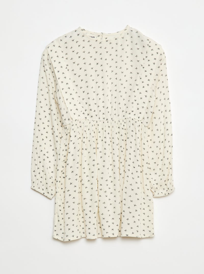 Vestito morbido a fiori in tessuto effetto crêpe Beige - Kiabi