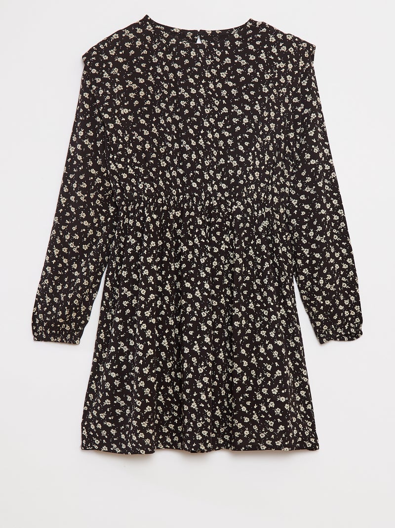 Vestito morbido a fiori in tessuto effetto crêpe Nero - Kiabi