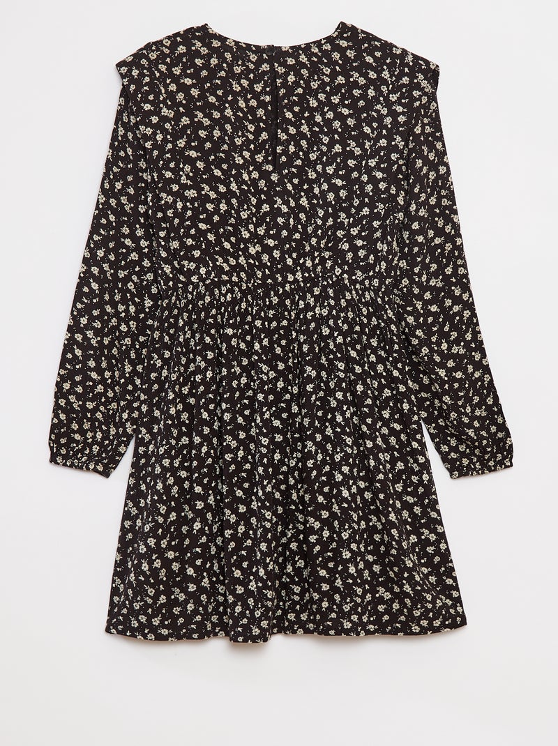 Vestito morbido a fiori in tessuto effetto crêpe Nero - Kiabi