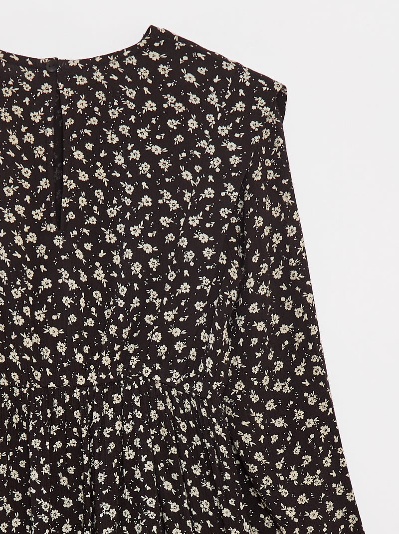 Vestito morbido a fiori in tessuto effetto crêpe Nero - Kiabi